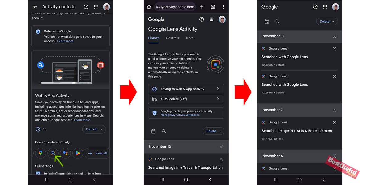 finding Google Lens history