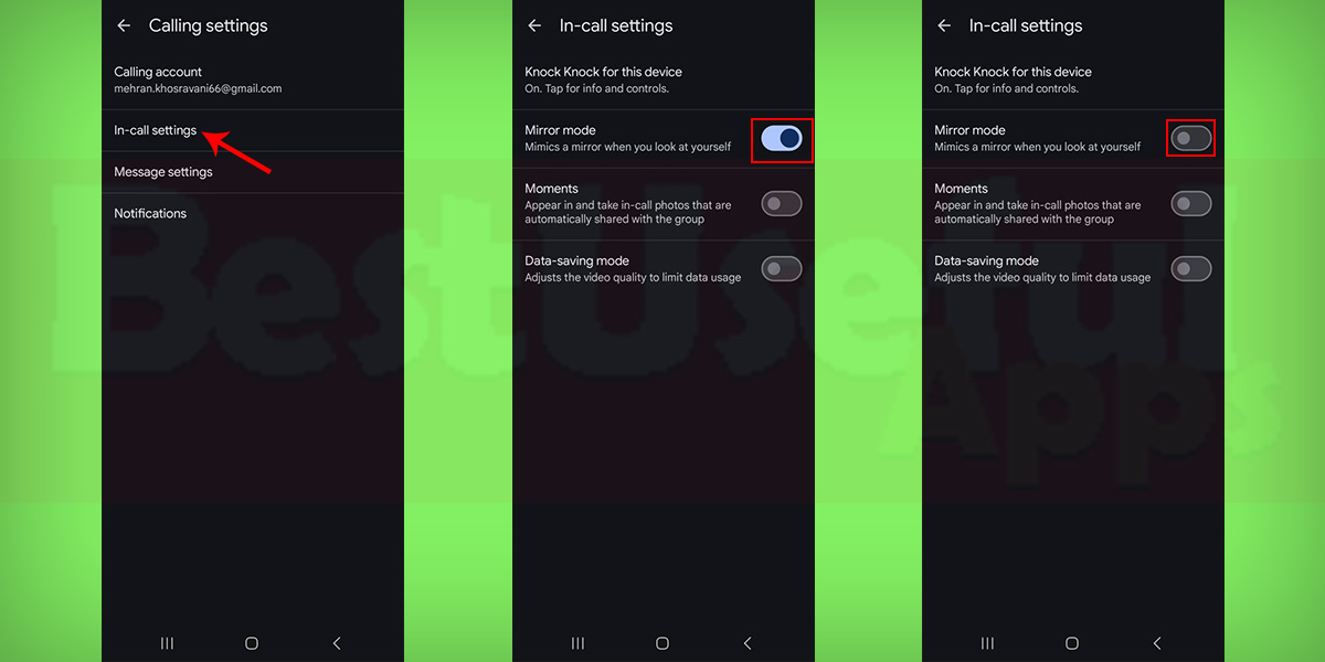 turn off mirror mode