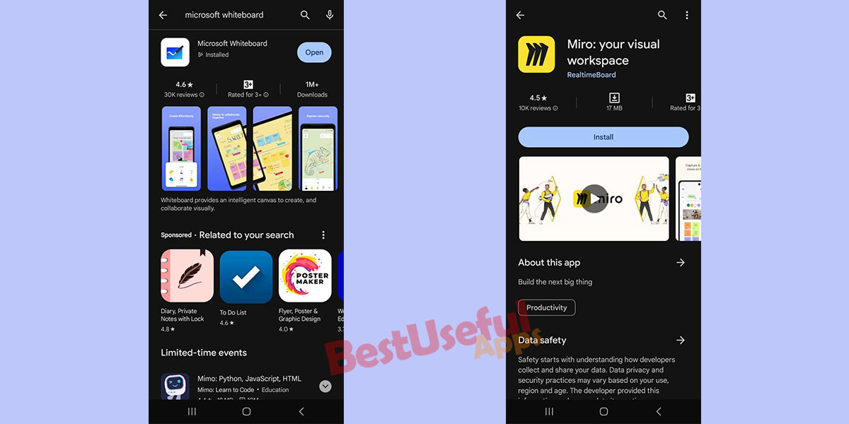Miro, Microsoft whiteboard for android