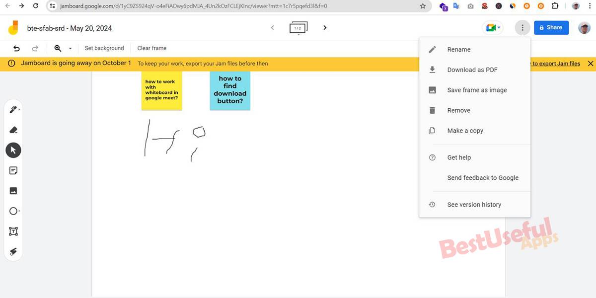 download and save your whiteboard