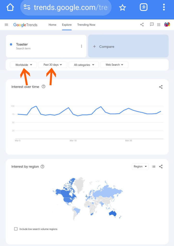 100 means what in google trends