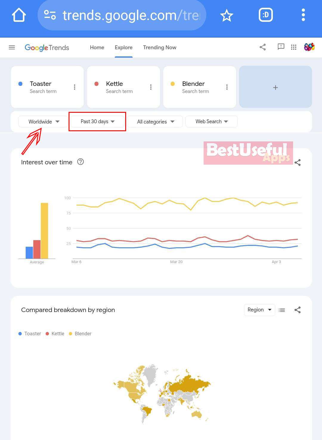 compare 3 words in google trends