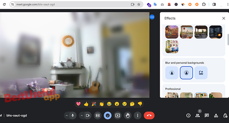 how to blur the background in google meet