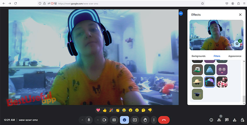 How to put Filters on Google Meet