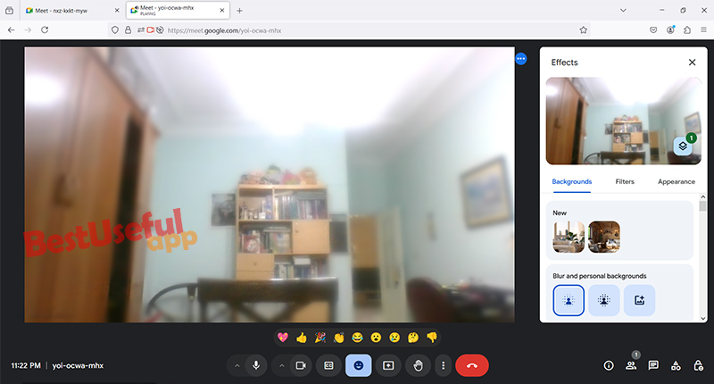 slightly blur the background in google meet