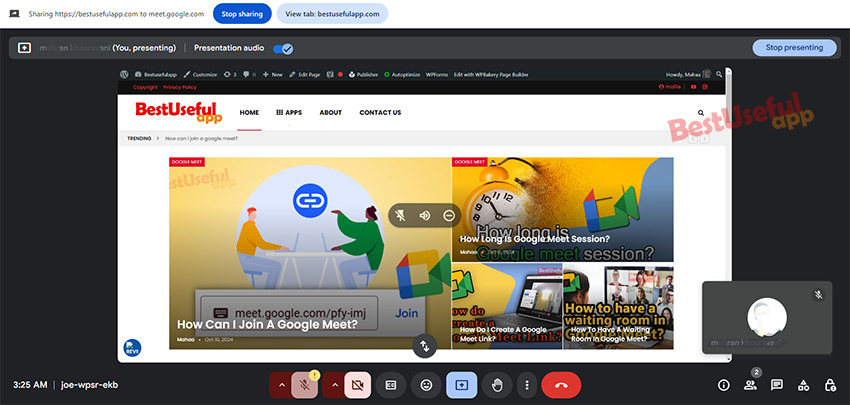share a website in google meet