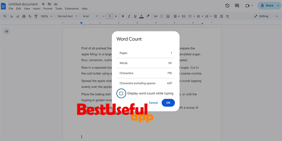 word count in google slide