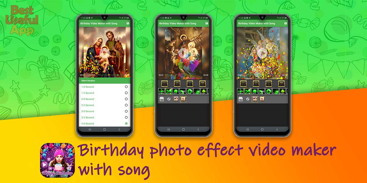 Birthday photo effect video app