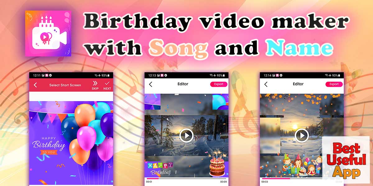 Birthday video maker with song and name 